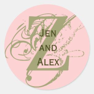 Monogramme Z et Noms Sticker rose