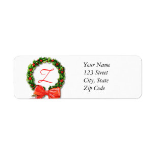 Monogramme Z Noël Retourner l'adresse Étiquettes