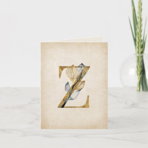Monogramme Z Or et Noir Avec Feuilles