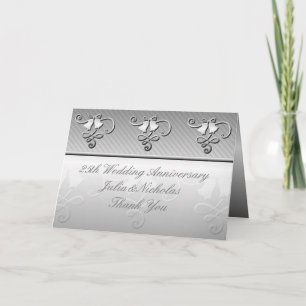Monogrammed 25th Jubileum Silver Kaart