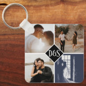 Monogrammed 5 Aangepaste Collage van de Foto Geper Sleutelhanger (Voorkant)