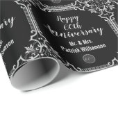 Monogrammed 60th Wedding Jubileum Silver Cadeaupapier (Rol Hoek)