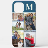 Monogrammed 6 Foto Collage Blue Case-Mate iPhone Case (Achterkant)