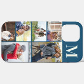 Monogrammed 6 Foto Collage Blue Case-Mate iPhone Case (Achterkant (horizontaal))