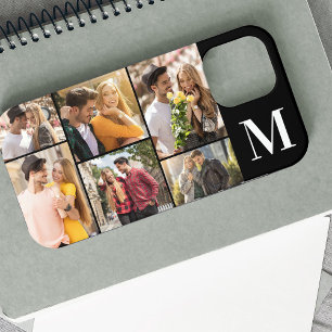 Monogrammed 6 Foto Collage Horizontale Zwart Wit iPhone 12 Pro Max Hoesje