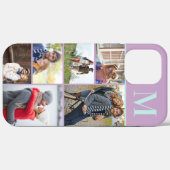 Monogrammed 6 Foto Collage Lila Munt Case-Mate iPhone Case (Achterkant (horizontaal))