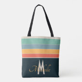 Monogrammed 70s Stripes patroon Draagtas (Achterkant)