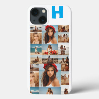 Monogrammed 7 fotocollage, gepersonaliseerde elega iPhone 13 hoesje