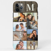 Monogrammed 7 Fotocollage op Donker Hout Case-Mate iPhone Case (Achterkant)