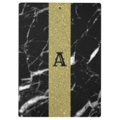 Monogrammed Aangepaste naam zwart marmer en goud Klembord (Achterkant)