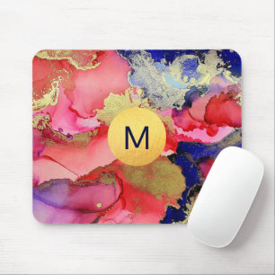 Monogrammed Abstracte Art Jewel Tone Muismat