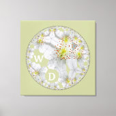 Monogrammed Abstracte Bloemkunst Lichtgroen Canvas Afdruk (Voorkant)