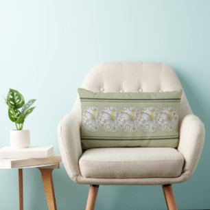 Monogrammed Abstracte Daisy Flower Art, grijs groe Kussen
