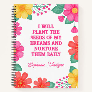 Monogrammed Affirmatie Roze Sinaasappel Geel Bloem Notitieboek