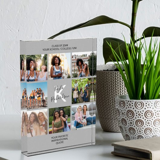 Monogrammed Afstuderen Citaat 8 Foto Collage Gray