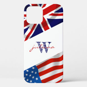 Monogrammed Amerikaanse Britse vlaggen Patriottisc iPhone 12 Hoesje
