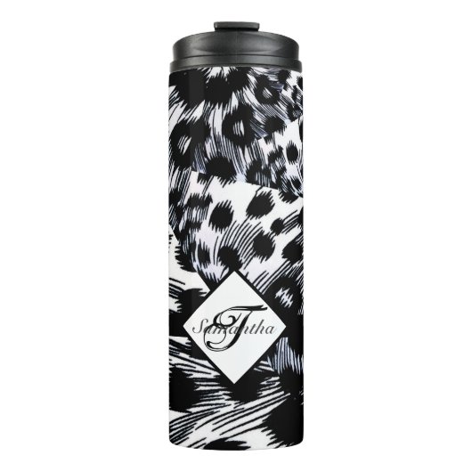 Monogrammed Animal Print Thermosbeker (Voorkant)