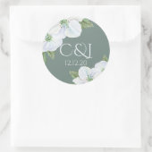 Monogrammed Apple Blossom Wedding Ronde Sticker (Tas)