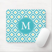 Monogrammed Aqua and Yellow Ikat Pattern Muismat (Met muis)