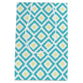 Monogrammed Aqua en Yellow Diamonds Ikat Pattern Medium Cadeauzakje (Achterkant)