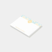 Monogrammed Aqua en Yellow Floral Damask Post-it® Notes (Schuin)