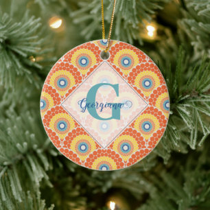 Monogrammed Art Deco Egeïsche Zomer Stralende Mand Keramisch Ornament