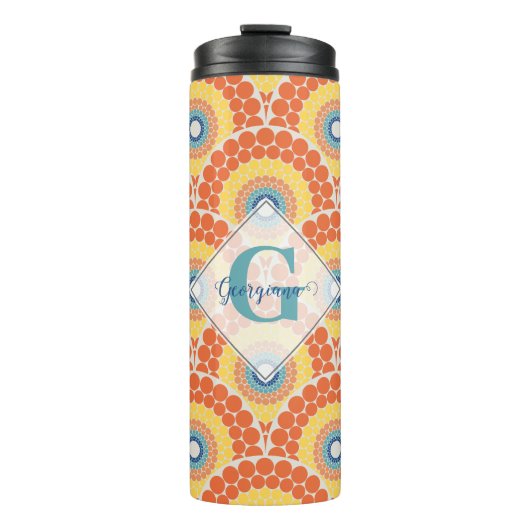 Monogrammed Art Deco Egeïsche Zomer Stralende Mand Thermosbeker (Voorkant)