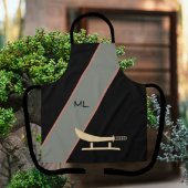 Monogrammed Asian Style Black Chef Schort