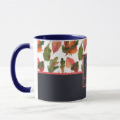 Monogrammed Autumn Leaves Blue Oranje Herfst Decor Mok (Links)