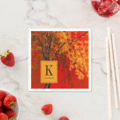 Monogrammed Autumn Tree Painting Paper Servet (Insitu)
