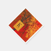 Monogrammed Autumn Tree Painting Paper Servet (Hoek)