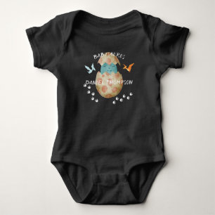 Monogrammed Babysaurus Dinosaur wild dier zwart Romper