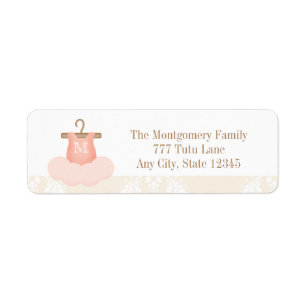 MONOGRAMMED BALLERINA TUTU RETURN ADRES ETIKETTERS ETIKET