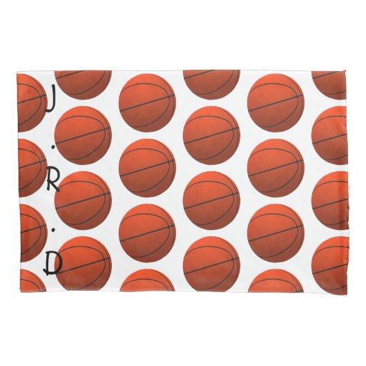 Monogrammed Basketball Thema Kussensloop (Voorkant)