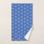 Monogrammed Bath Towel Set - Blue Snowflakes Bad Handdoek (Handdoek)