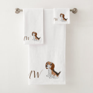 Monogrammed Beagle Dog Design Bad Handdoek