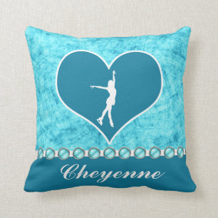Monogrammed Beauful Turquoise Figuur Skater Kussen