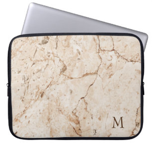 Monogrammed beige and Brown marked Laptop Sleeve