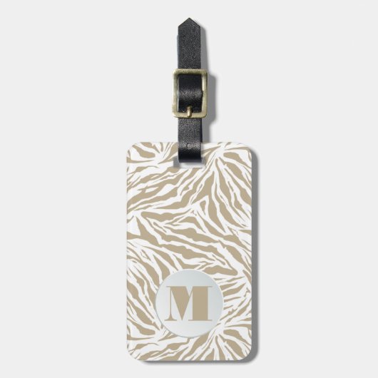 Monogrammed Beige Animal Print Bagagelabel (Voorkant verticaal)