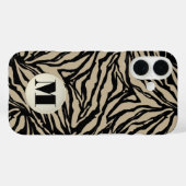 Monogrammed Beige Animal Print Case-Mate iPhone Case (Achterkant (horizontaal))