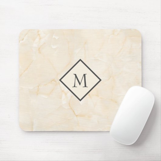 Monogrammed Beige Marble Muismat (Met muis)