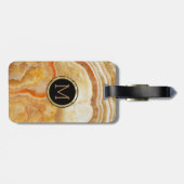 Monogrammed Beige Marble Stone Bagagelabel (Achterkant horizontaal)