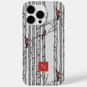 Monogrammed berkenbomen en rode kardinaalvogels Case-Mate iPhone case (Achterkant)