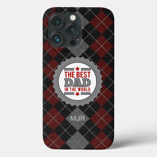 Monogrammed Best Dad Maroon and Grey Case-Mate iPhone Case (Achterkant)