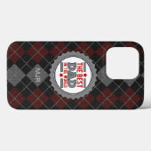Monogrammed Best Dad Maroon and Grey Case-Mate iPhone Case (Achterkant (horizontaal))