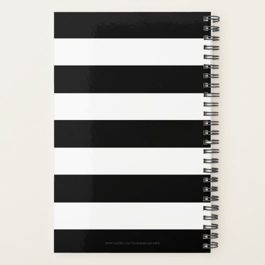 Monogrammed Black and White Modern Stripes Planner (Achterkant)