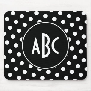Monogrammed Black and White Polka Dots Muismat