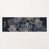 Monogrammed Black & Blue Mandala Pattern Yoga Mat (Achterkant (horizontaal))