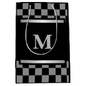 Monogrammed Black Checkered Medium Cadeauzakje (Voorkant)