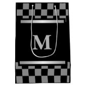 Monogrammed Black Checkered Medium Cadeauzakje (Achterkant)